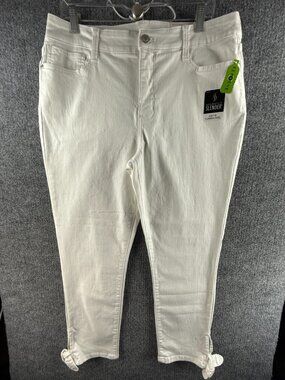 NWT St Johns Bay Women White Skinny Ankle Mid Rise Jeans Size 16 ACTL 34X27